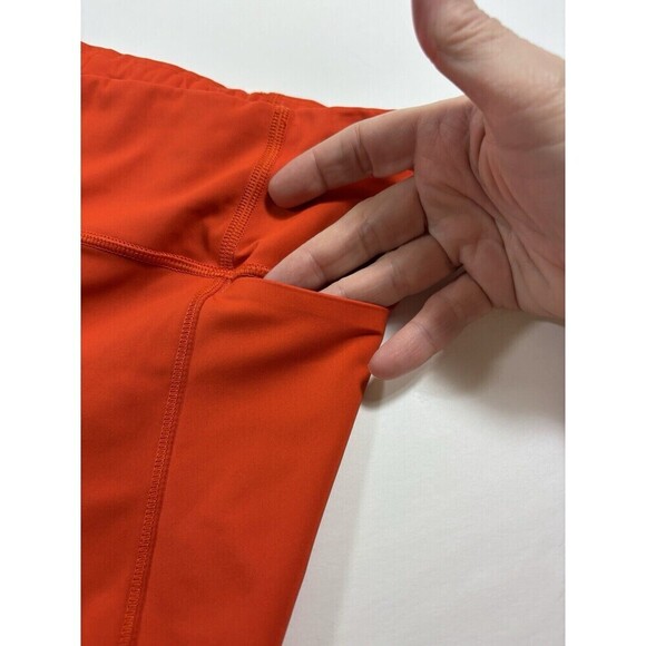 Athleta Velocity Stash Pocket Crop Leggings Bright Red Orange Medium Tall - Picture 12 of 15